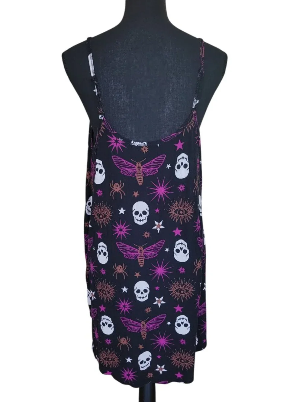 Torrid Super Soft Black Halloween Skulls Light Rib Knit Sleep Dress Size 0 (12)